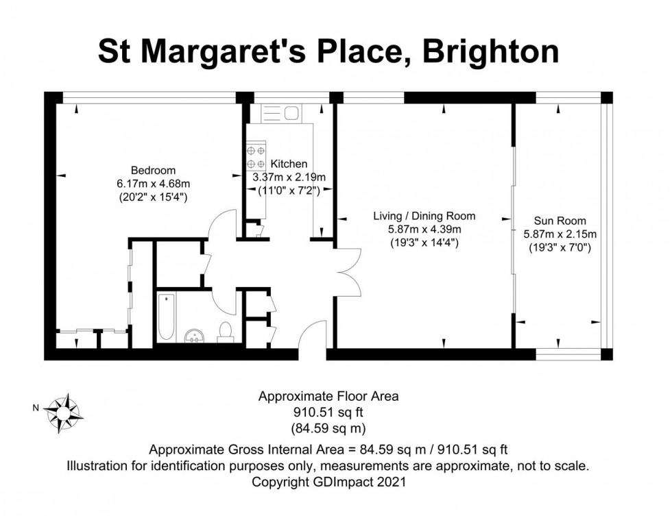 Floorplan for Sussex Heights, St. Margarets Place, Brighton